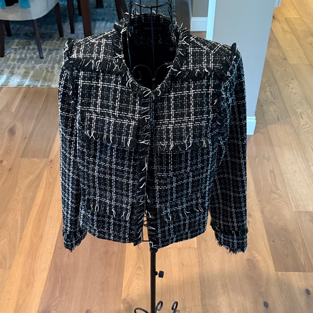 BCBGMaxAzria Black and White Tweed Blazer